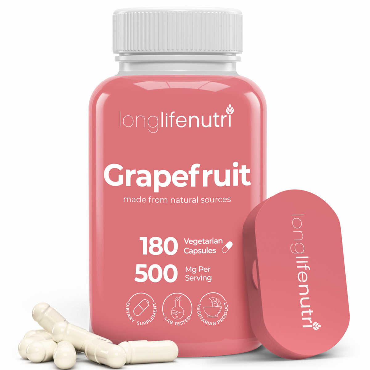LongLifeNutri Grapefruit Seed Extract 500mg - 180 Vegetarian Capsules