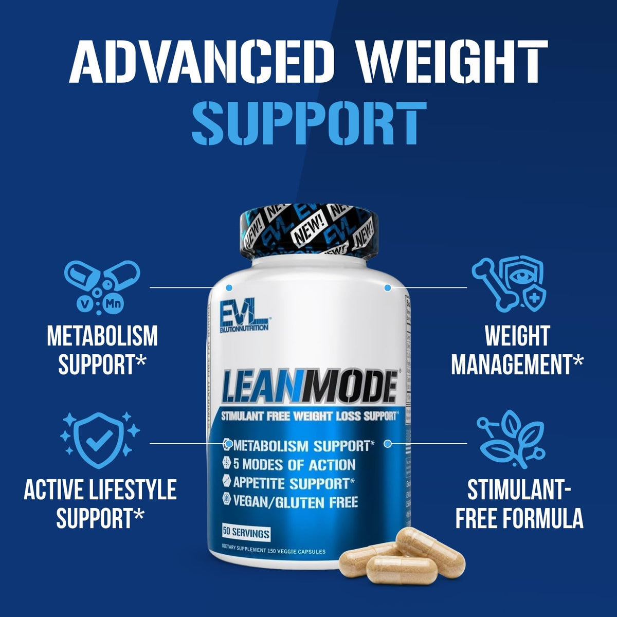 Evlution LeanMode Weight Loss Support Capsules - 150 Capsules - image 3