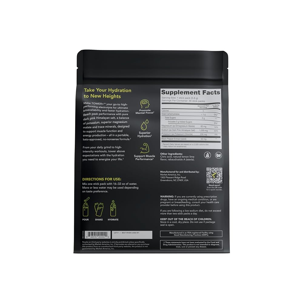 Tower+ Electrolyte Mix Sugar-Free Hydration Powder - 30 Packets - image 5
