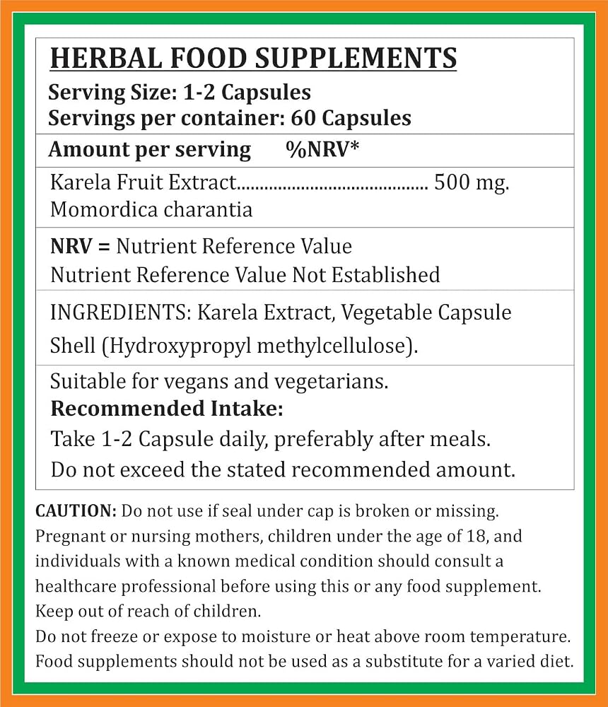Satya Naturals Bitter Melon Forte Capsules 500 mg. 60 Veg. Capsule