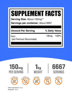 BulkSupplements.com Ferrous Gluconate Powder