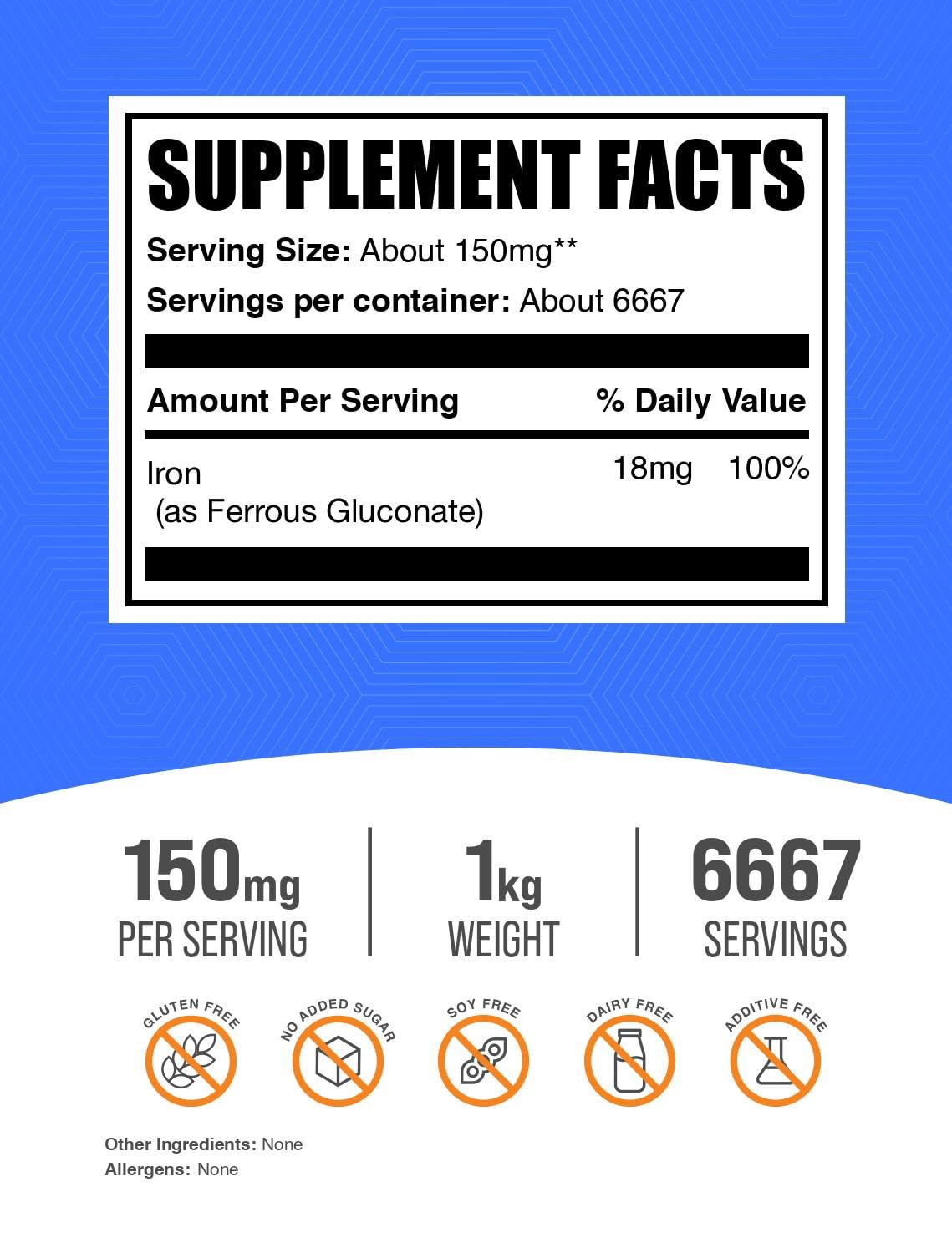 BulkSupplements.com Ferrous Gluconate Powder