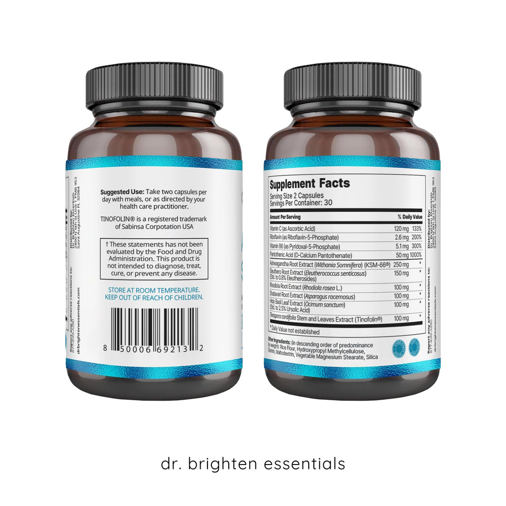Dr. Brighten Adrenal Support with Ashwagandha - 60 Capsules - image 2