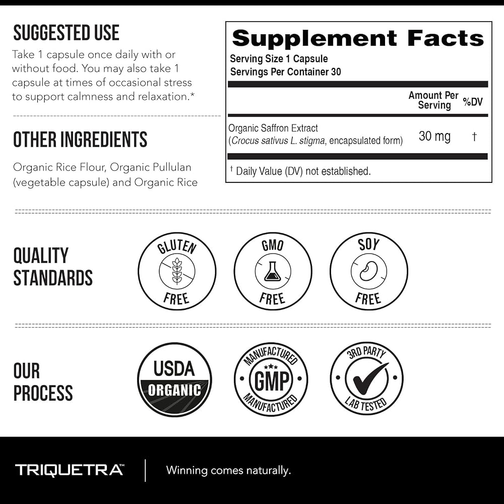 Triquetra Health Organic Saffron Extract Capsules - 30 Count - image 8