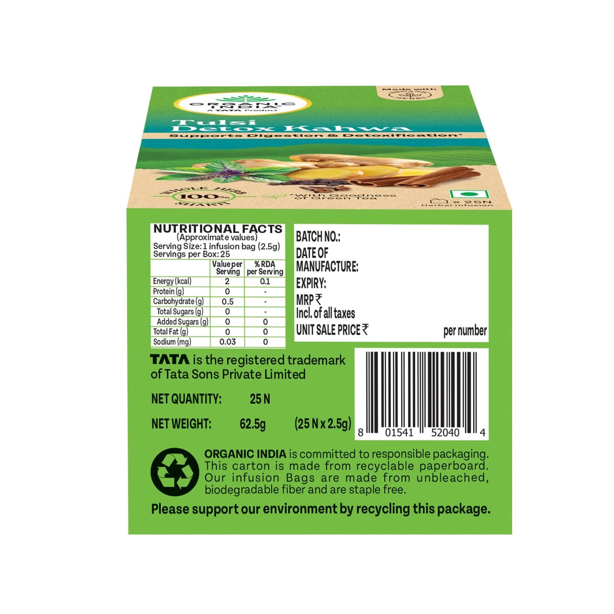 Organic India Tulsi Detox Kahwa Green Tea - 25 Teabags - image 2