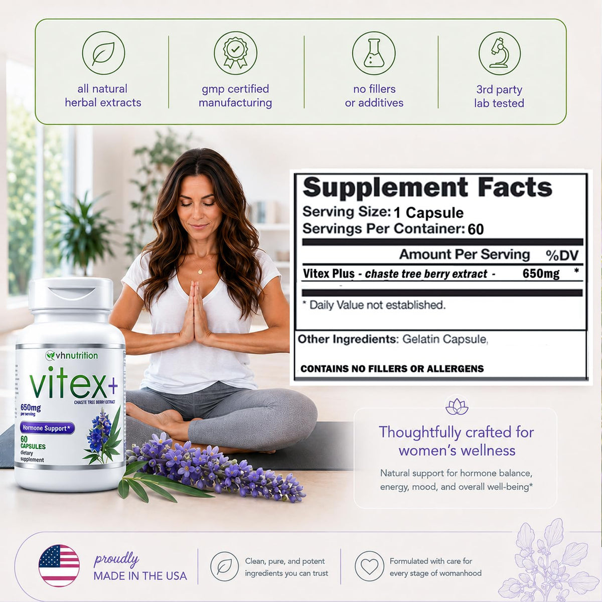 VH Nutrition VITEX+ Vitex Chasteberry Supplement - 60 Capsules - image 5