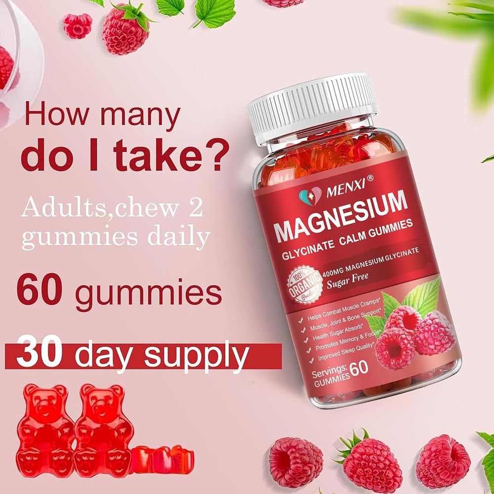 MENXI Magnesium Gummies 600mg per Serving-Magnesium Glycinate 400mg