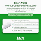 SDA LABORATORIES Diphenhydramine HCl 50mg Capsules - 1000 Count - image 3