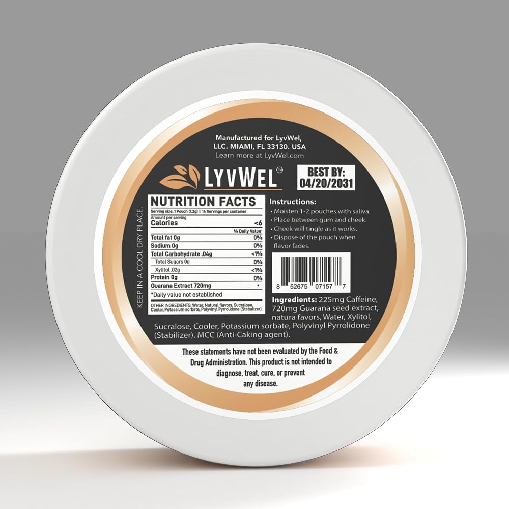 LyvWel yvWel 225mg Caffeine Pouches
