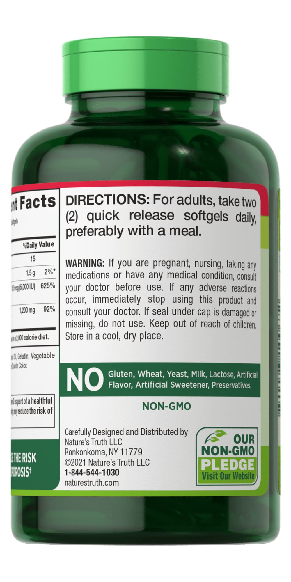 Nature's Truth Absorbable Calcium 1200 mg Plus D3 - 240 Softgels - image 2