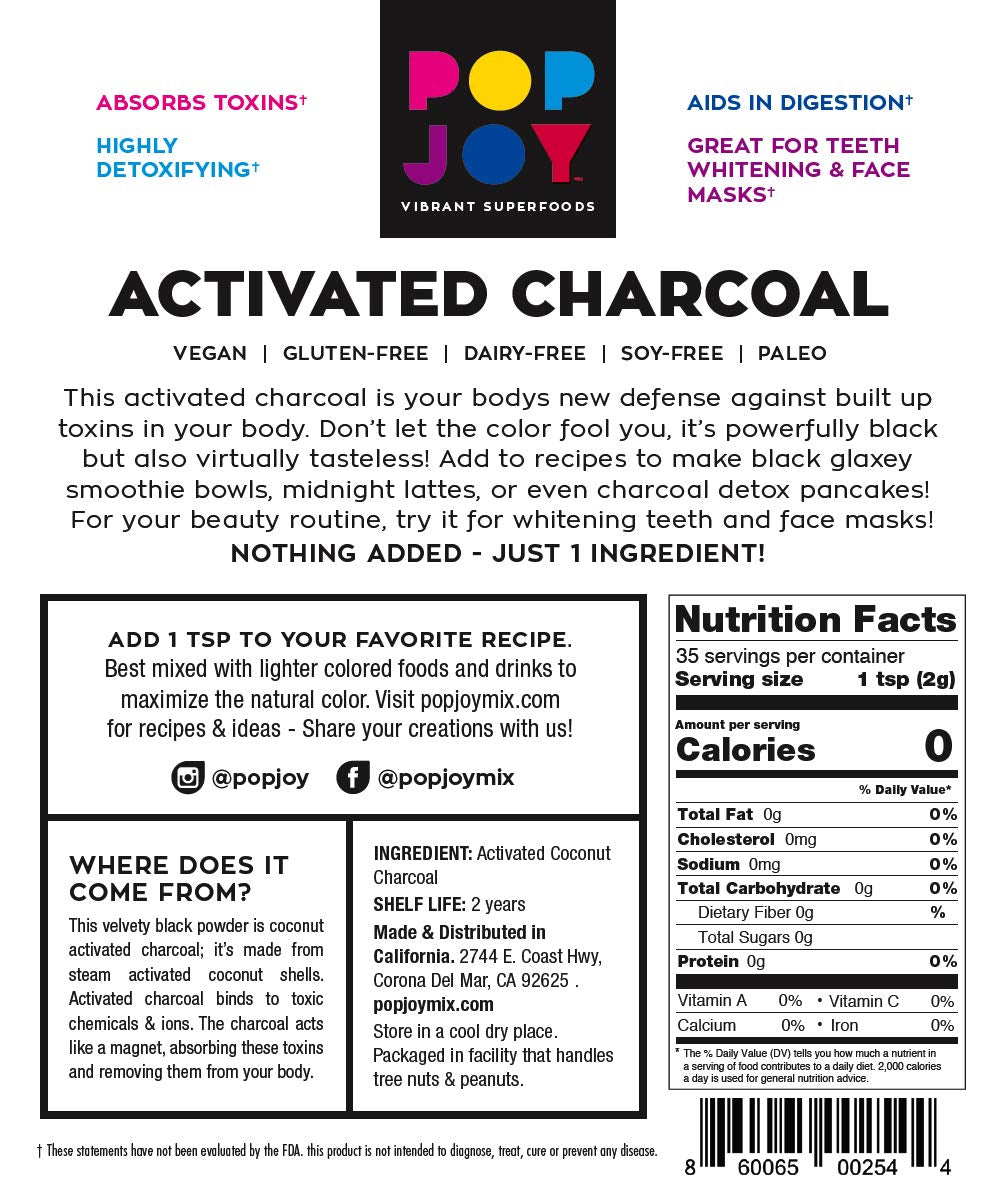 POP JOY Activated Coconut Charcoal Powder - 1 oz - image 3
