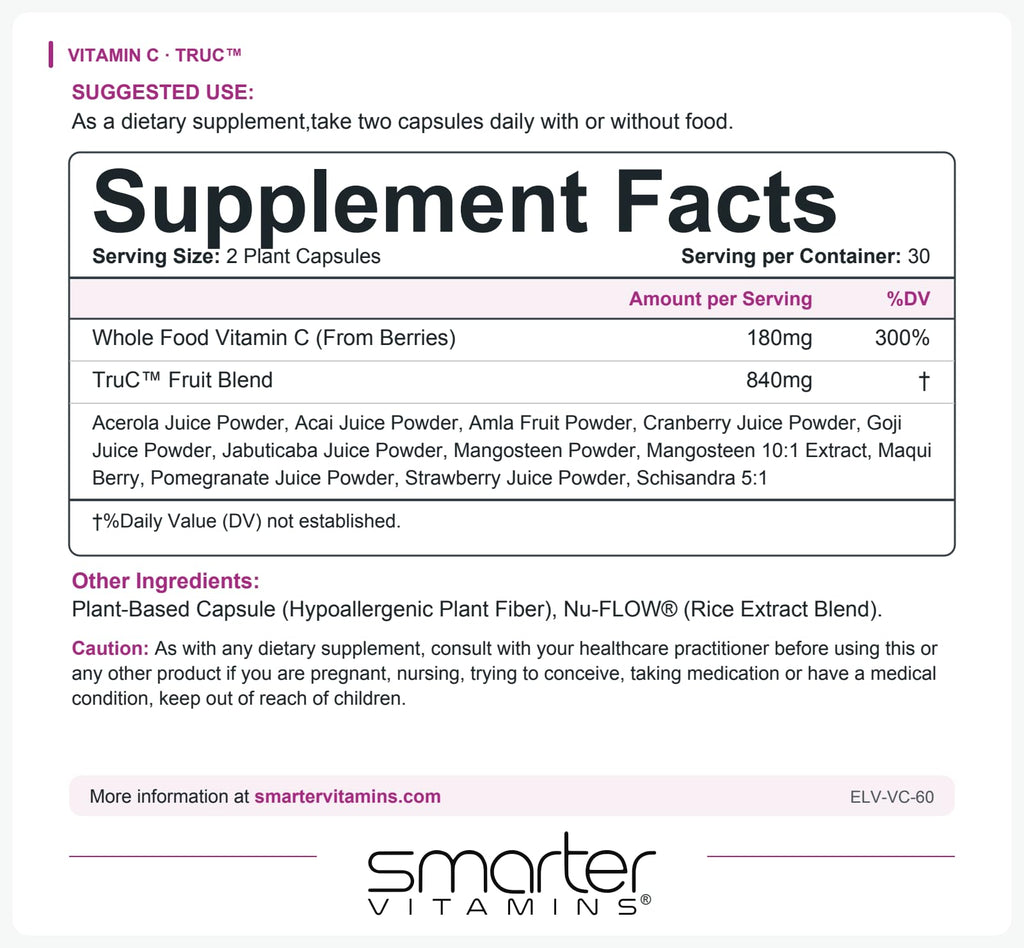 SmarterVitamins Raw Whole Food Vitamin C Natural Immune Support from