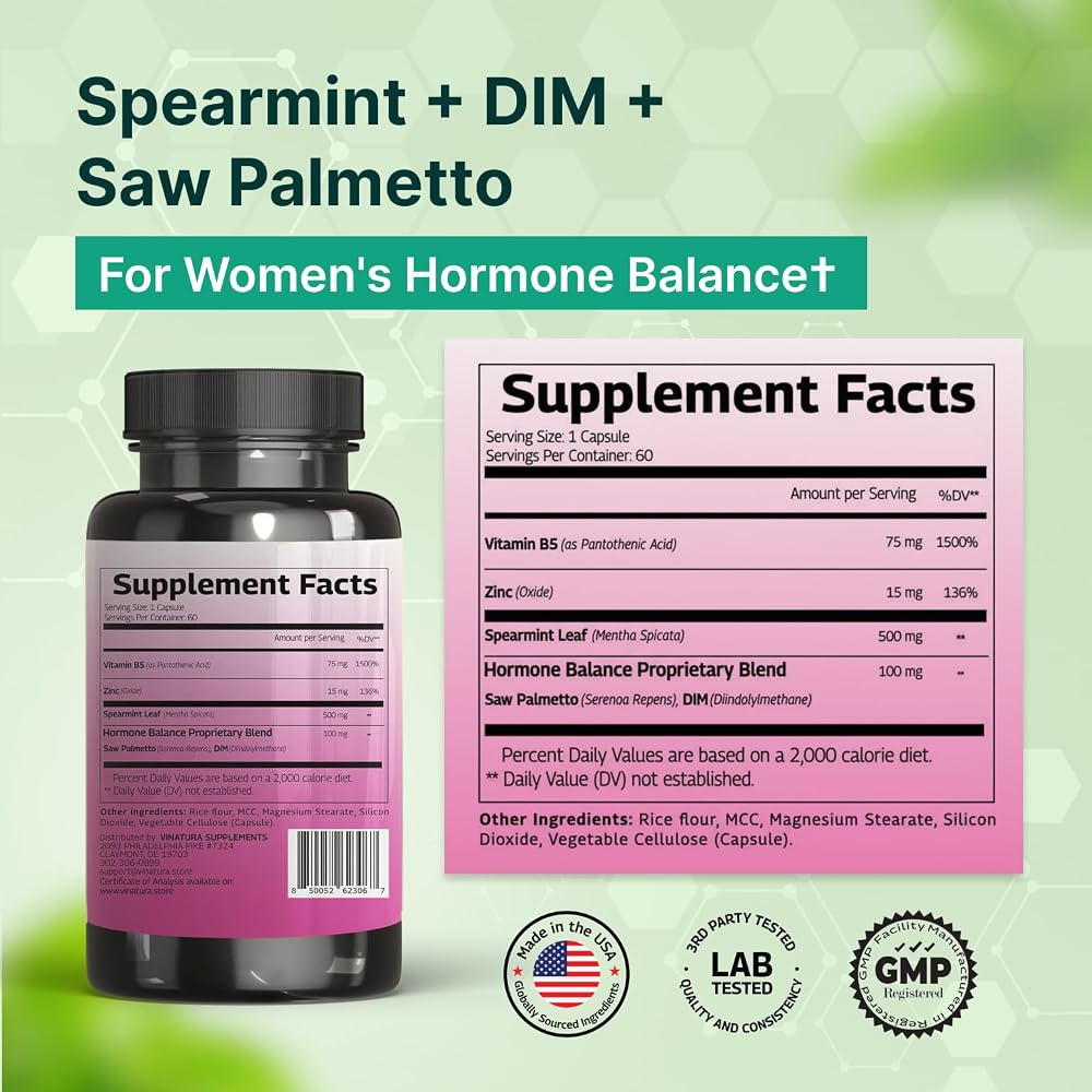 VINATURA Spearmint Capsules with DIM & Saw Palmetto - 60 Capsules - image 4