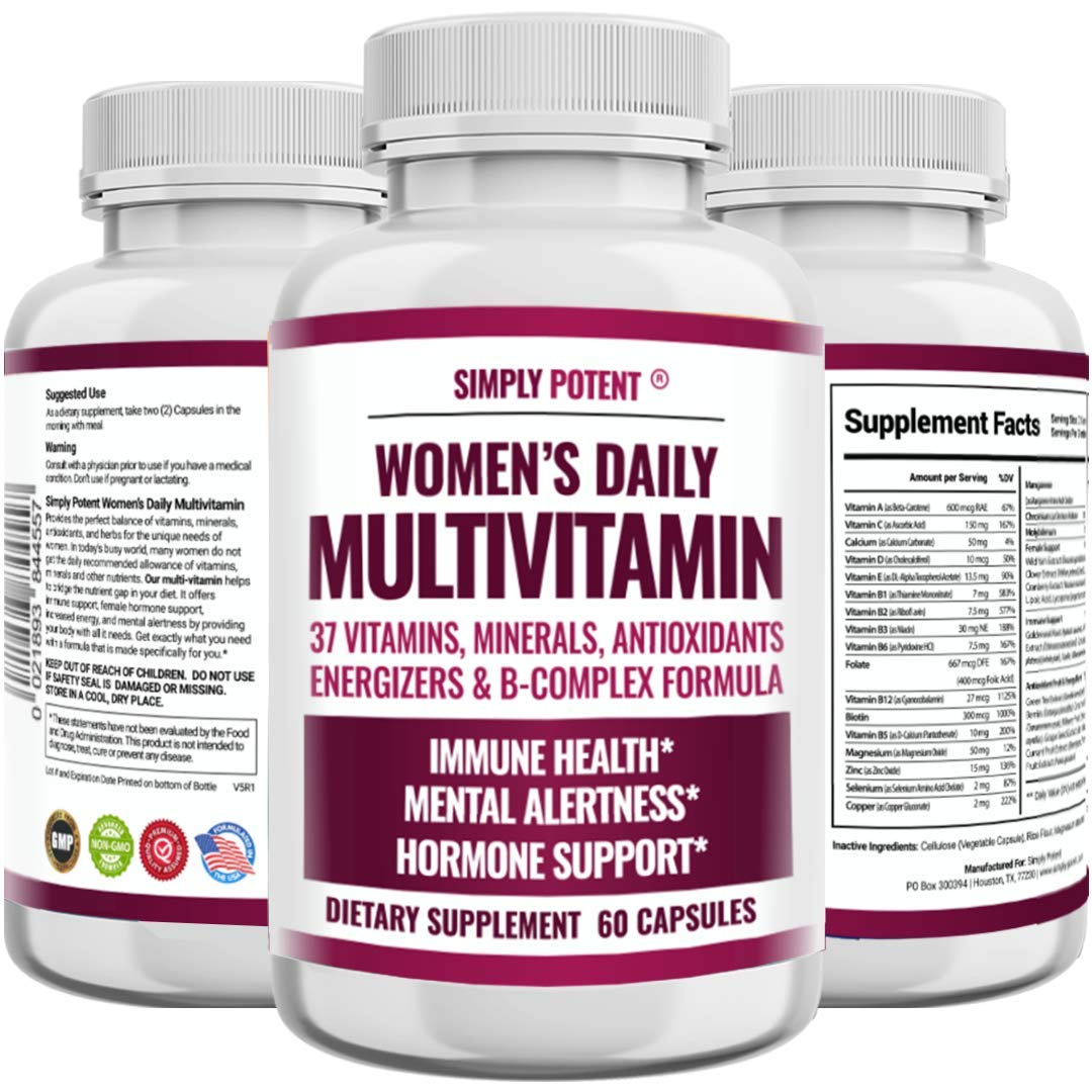 Simply Potent Women's Multivitamin with Biotin & Green Tea - 60 Capsules