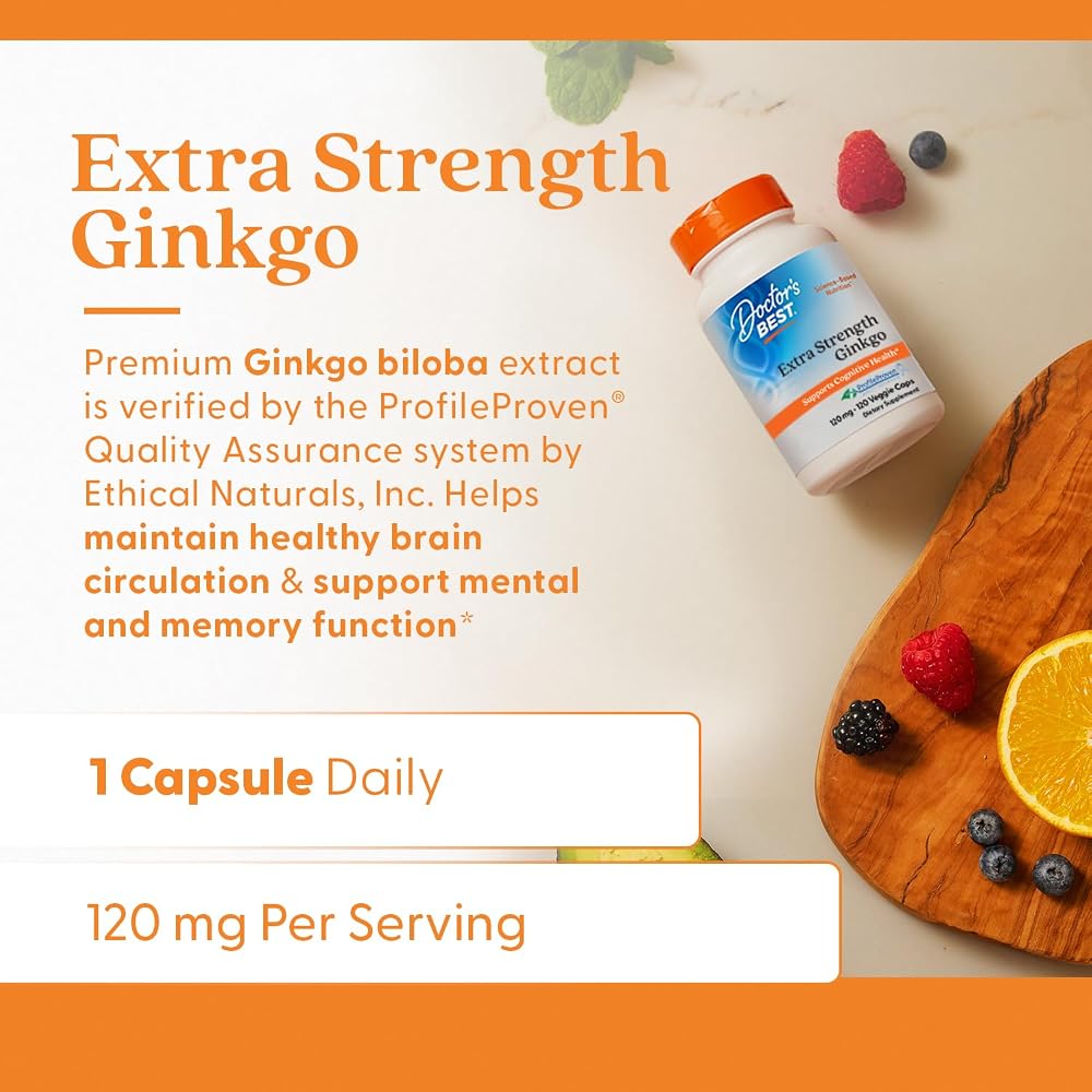 Doctor's Best Extra Strength Ginkgo Biloba 120 mg - 120 Vegetarian Capsules - image 4