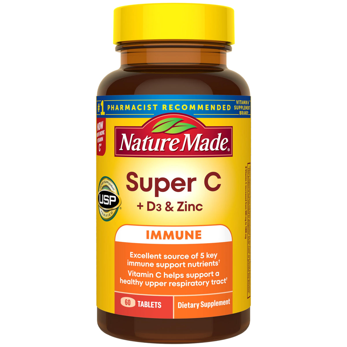 Nature Made Super C Tablets with Vitamin D3 and Zinc - 60 Tablets