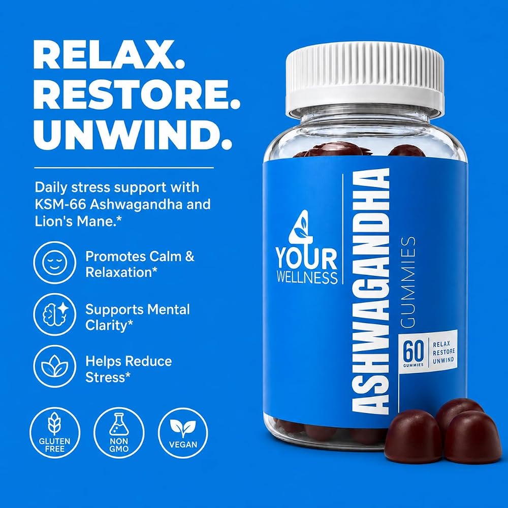 4 Your Wellness Ashwagandha KSM-66 Lion's Mane Gummies - 120 Count - image 2