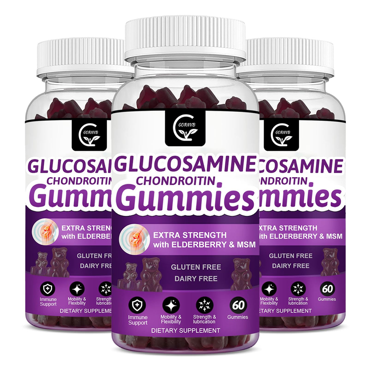 GORNVB Glucosamine Chondroitin Gummies with MSM & Elderberry Extra
