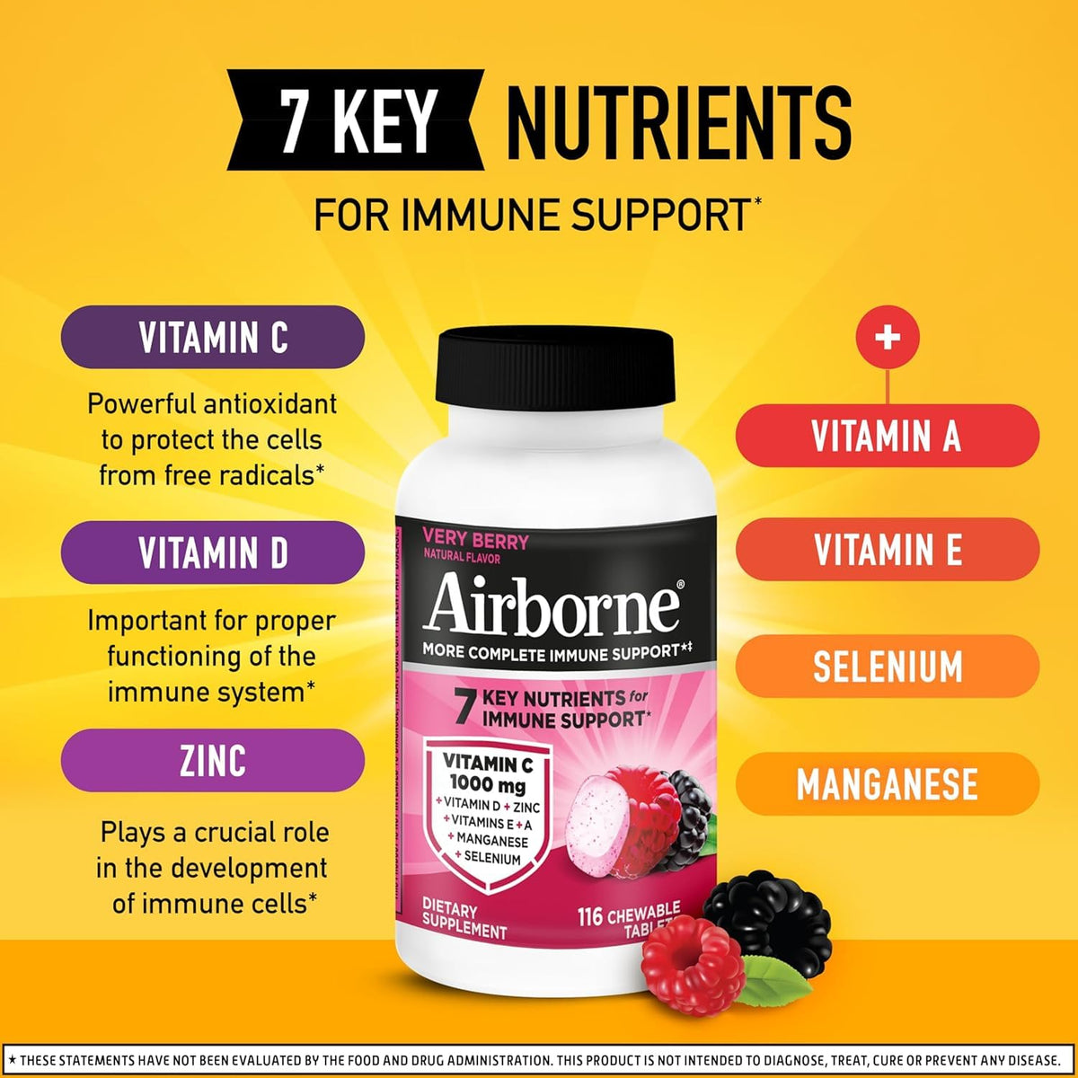 Airborne Vitamin C 1000mg + Zinc Immune Support - 232 Tablets - image 4