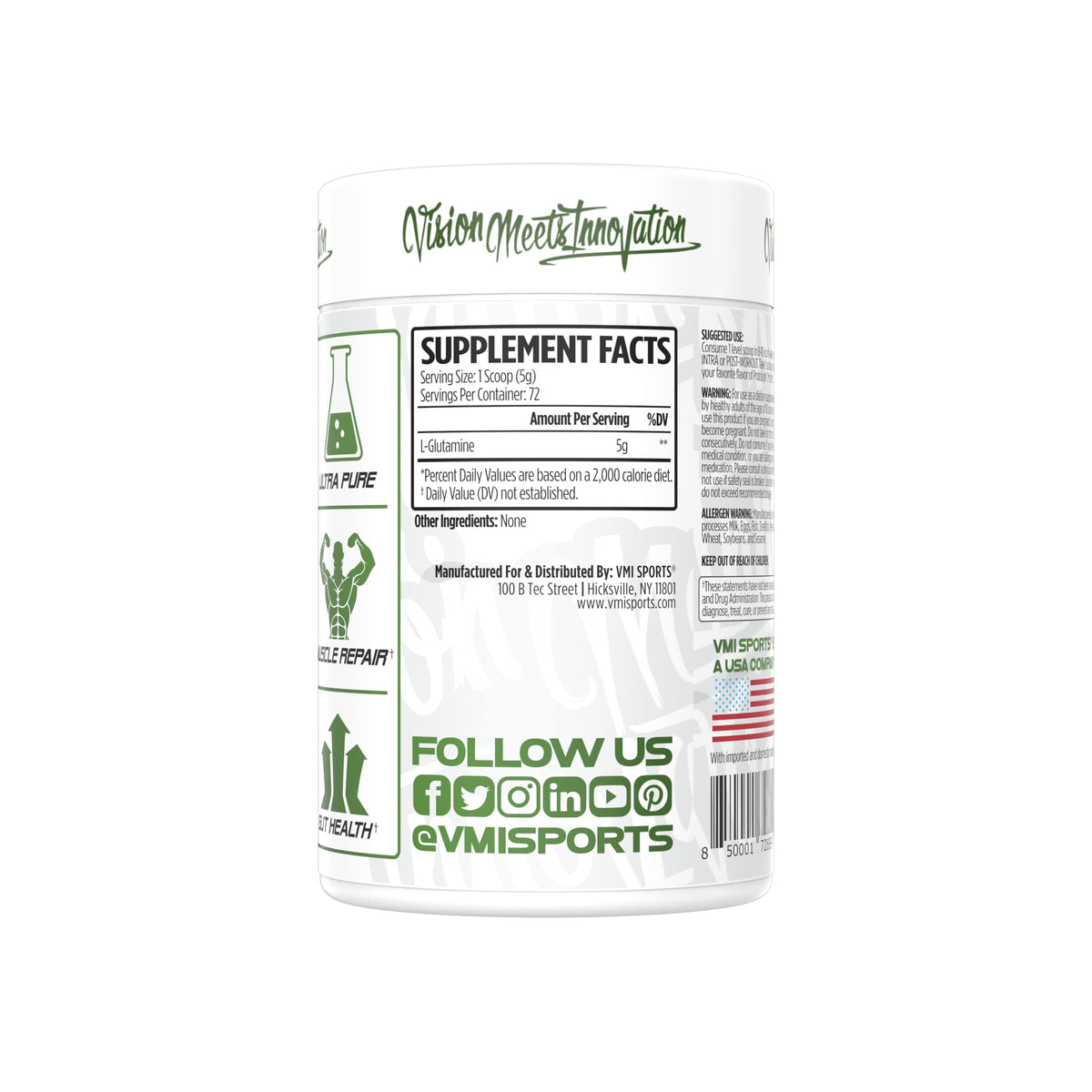 VMI Sports L-Glutamine Muscle Repair Powder - 72 Servings - image 4