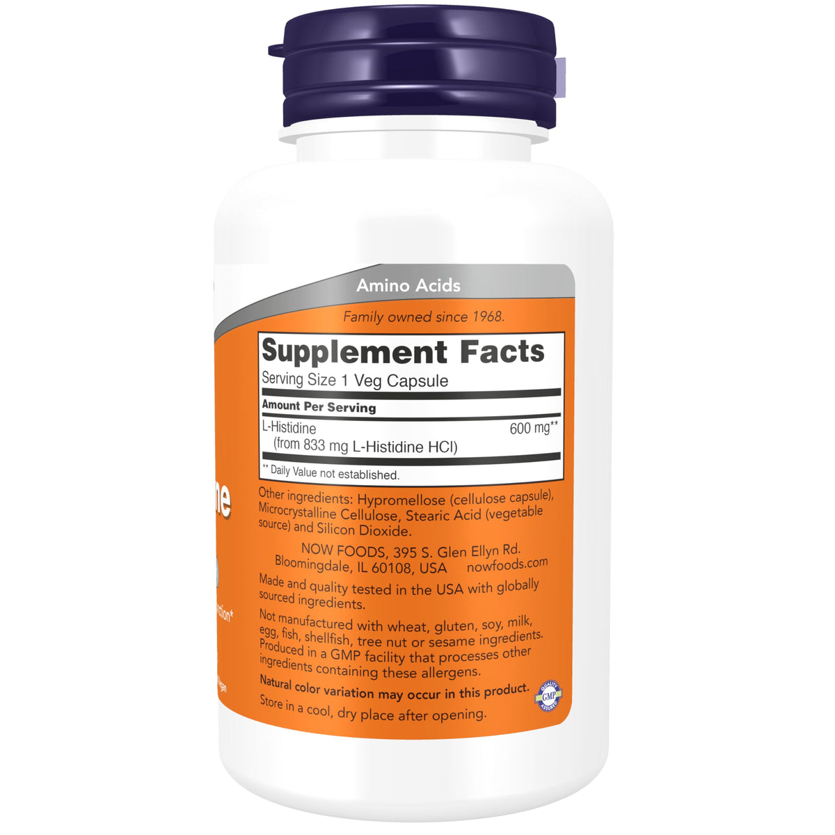 NOW L-Histidine 600 mg Immune System Support - 60 Vegetarian Capsules - image 2