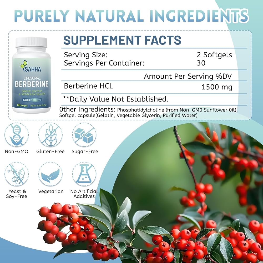 Sahha Liposomal Berberine HCL 1500mg