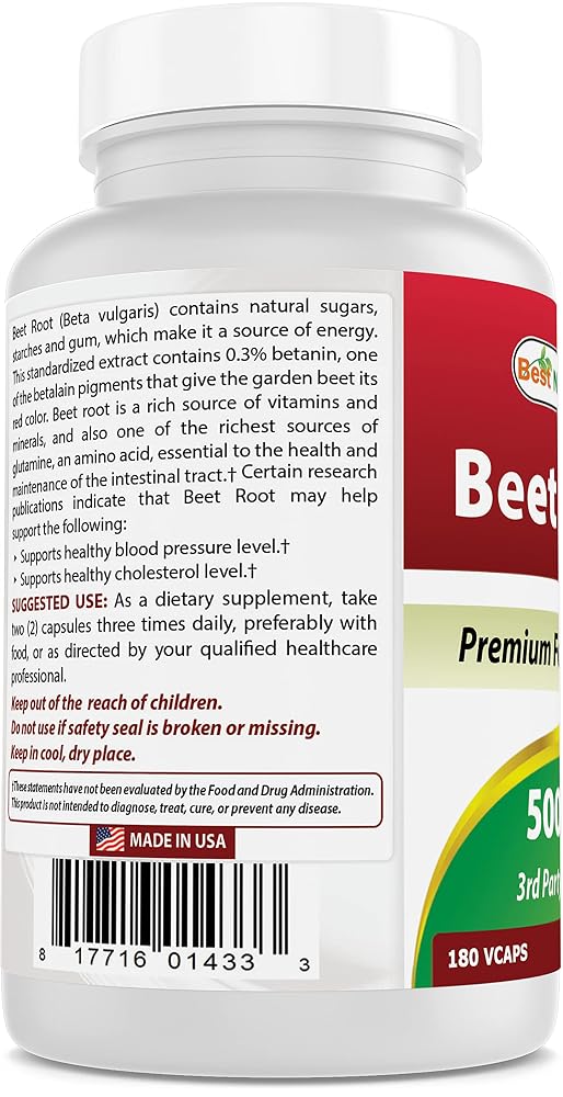 Best Naturals Beet Root Powder 500 mg - 180 Vegetarian Capsules - image 7