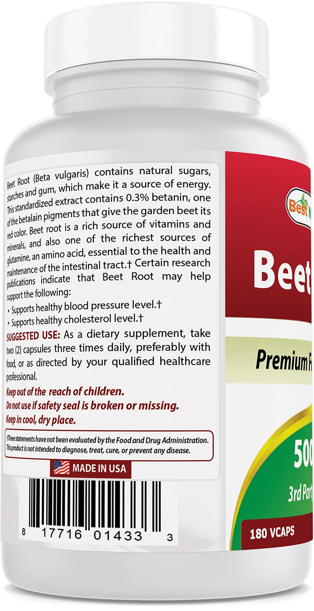 Best Naturals Beet Root Powder 500 mg - 180 Capsules - image 7