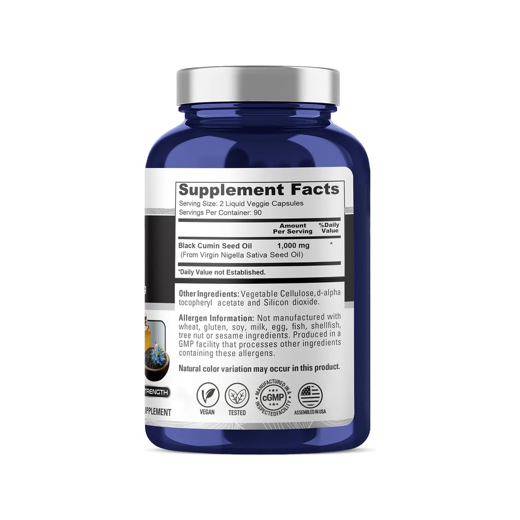 NusaPure Black Cumin Seed Oil 1000mg - 180 Liquid Capsules - image 3