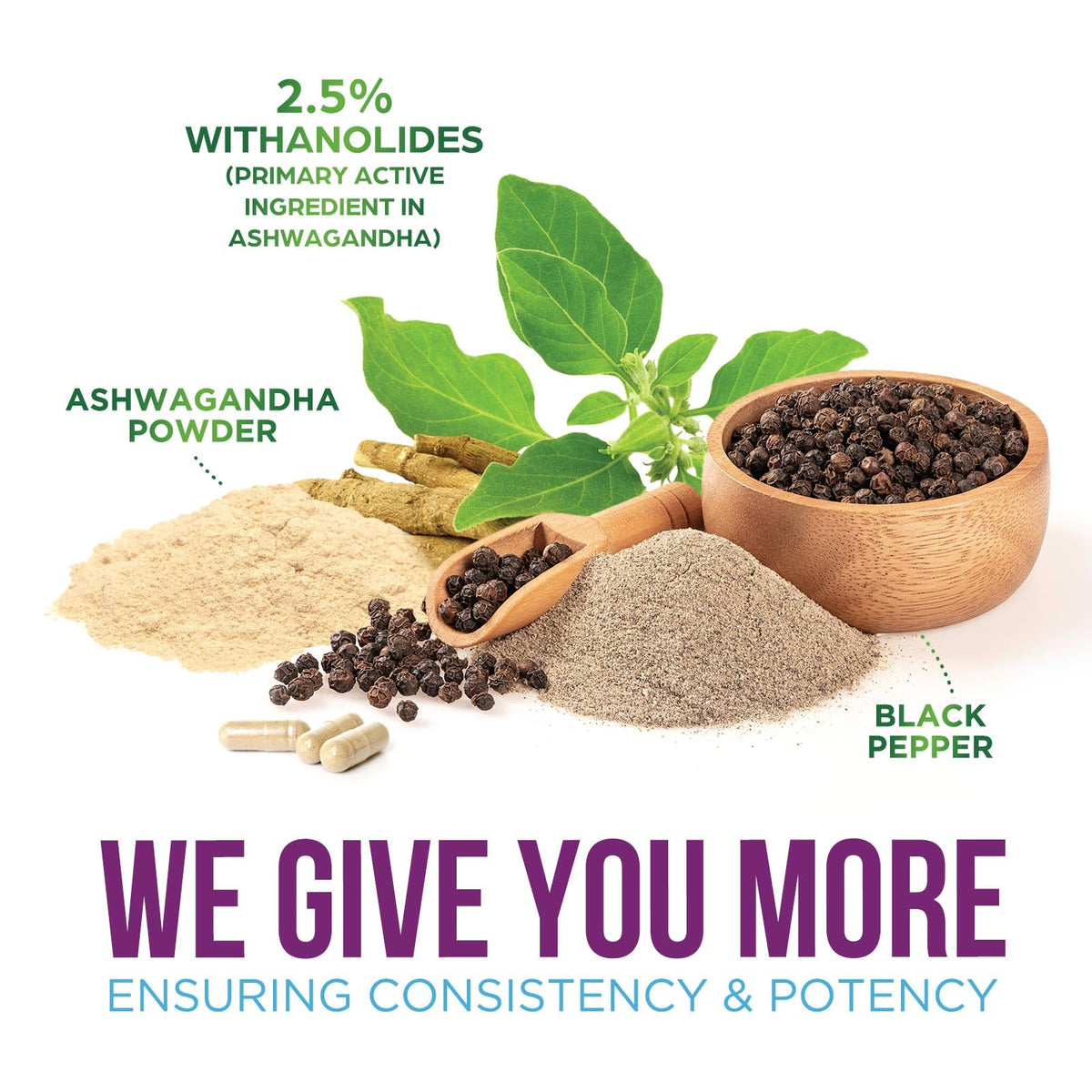 Nature's Strength Ashwagandha Supplements 1100mg - High-Absorption