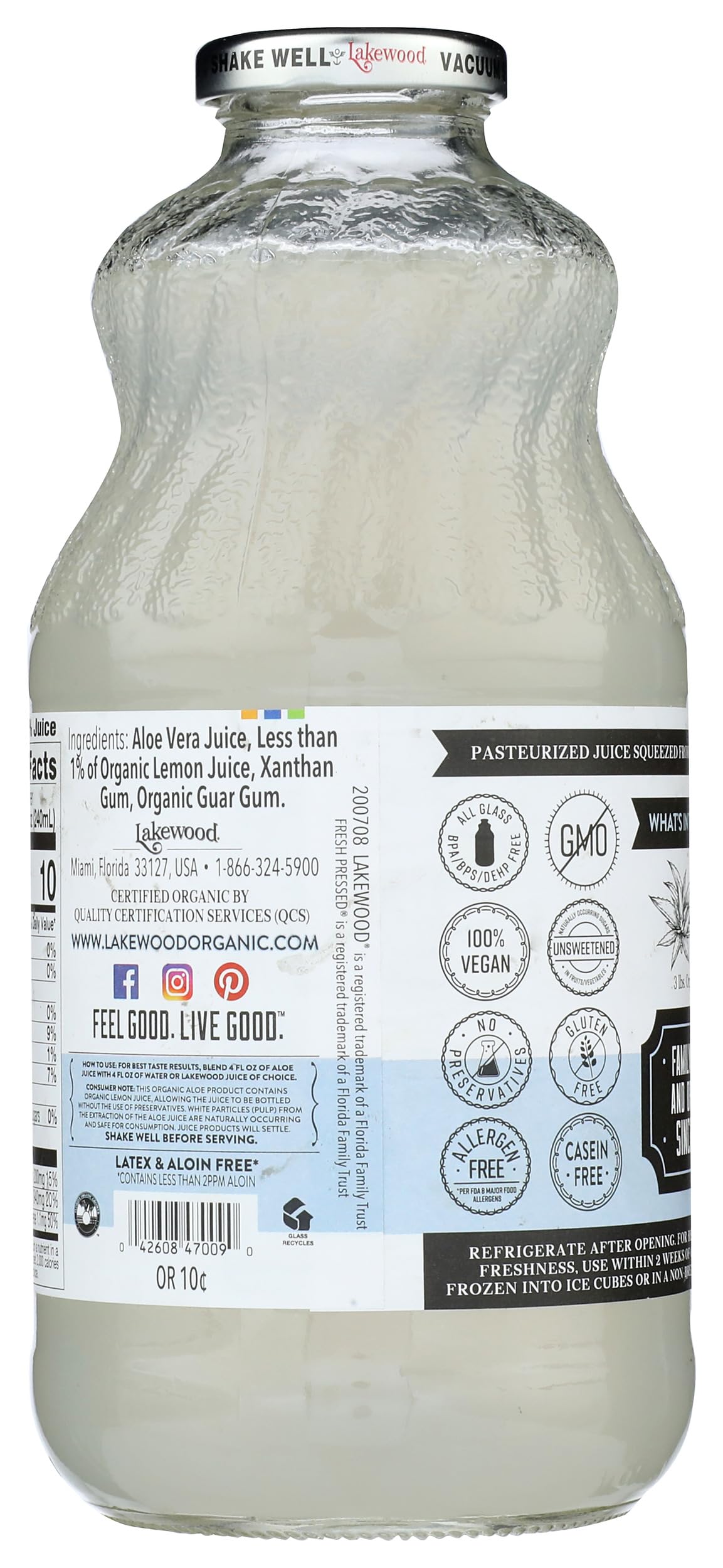 Lakewood Organic Aloe Vera Gel Juice - 32 Fl Oz - image 2
