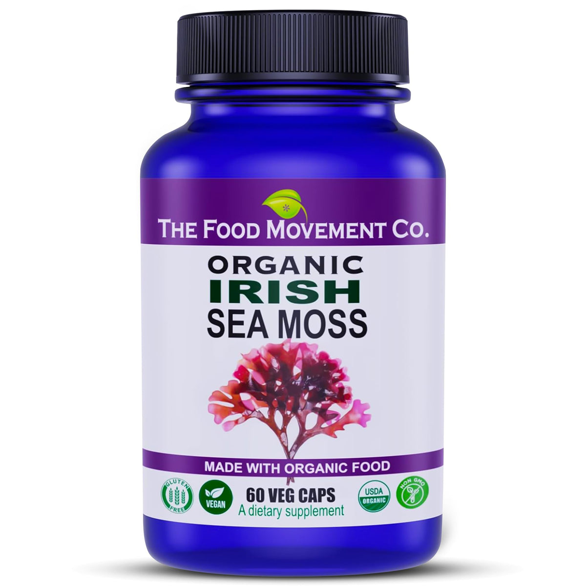 THE FOOD MOVEMENT CO. Irish Sea Moss Prebiotic - 60 Vegetarian Capsules