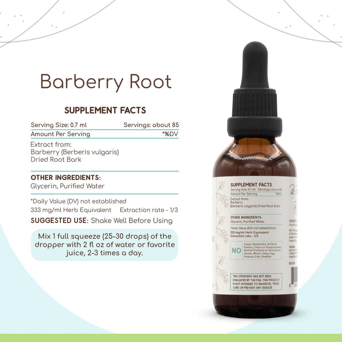 HerbEra Barberry Root Alcohol-Free Herbal Extract Tincture