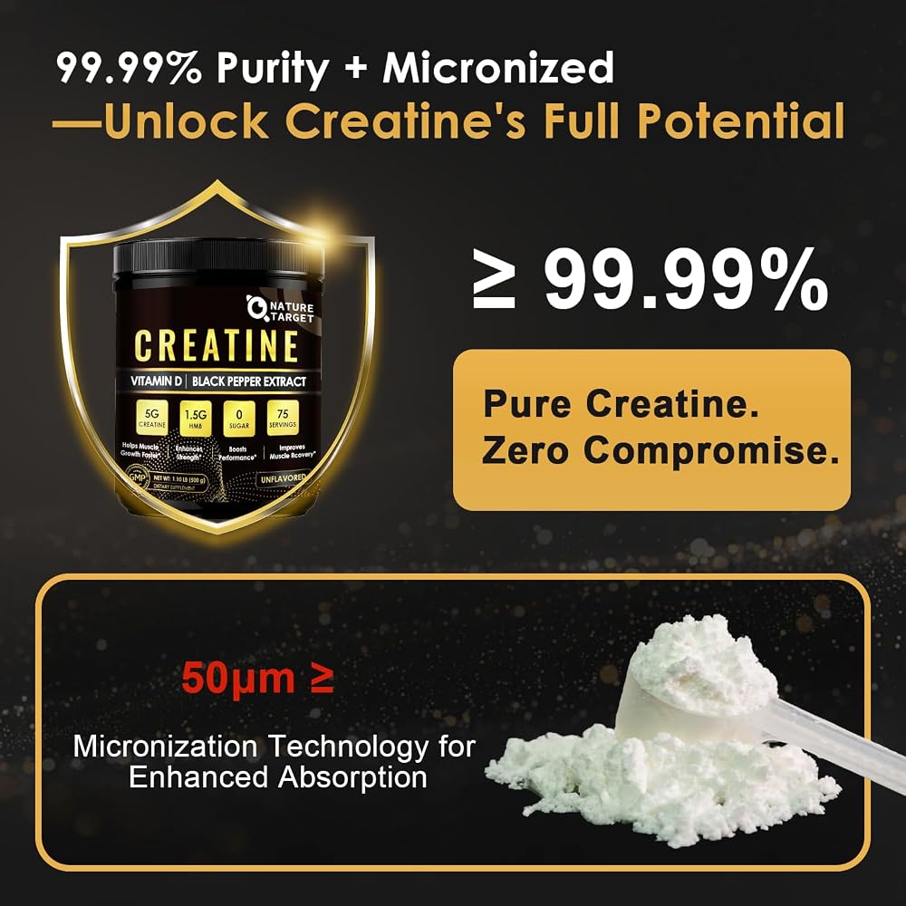 NATURE TARGET Creatine Monohydrate Powder - 75 Servings - image 6