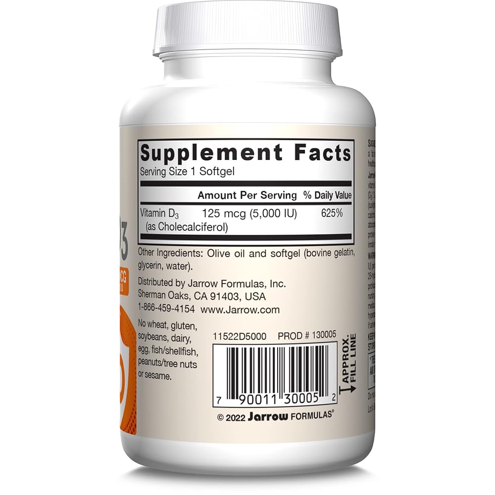 Jarrow Formulas Vitamin D3 5000 IU Bone & Immune Support - 100 Softgels - image 10