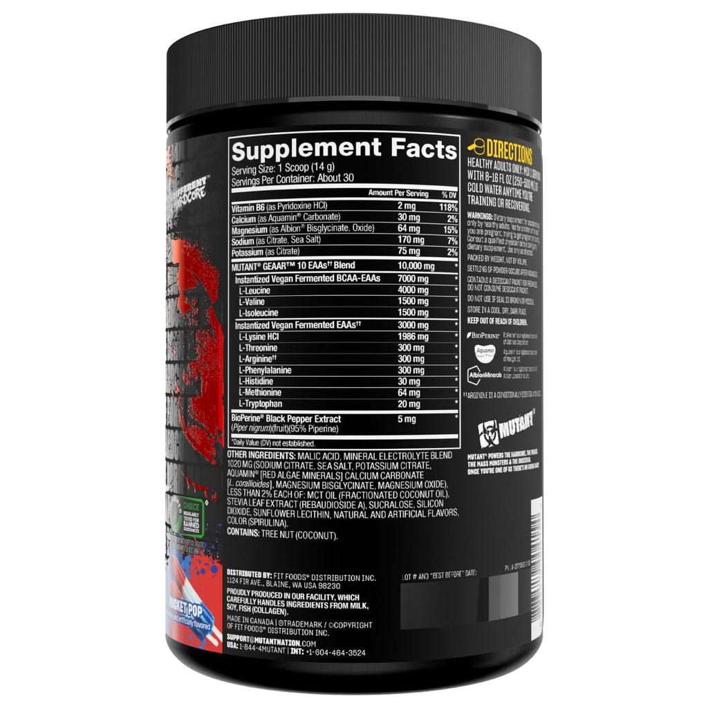 Mutant GEAAR, 10g EAAs + Arginine, Electrolytes, Vegan, 30 Servings