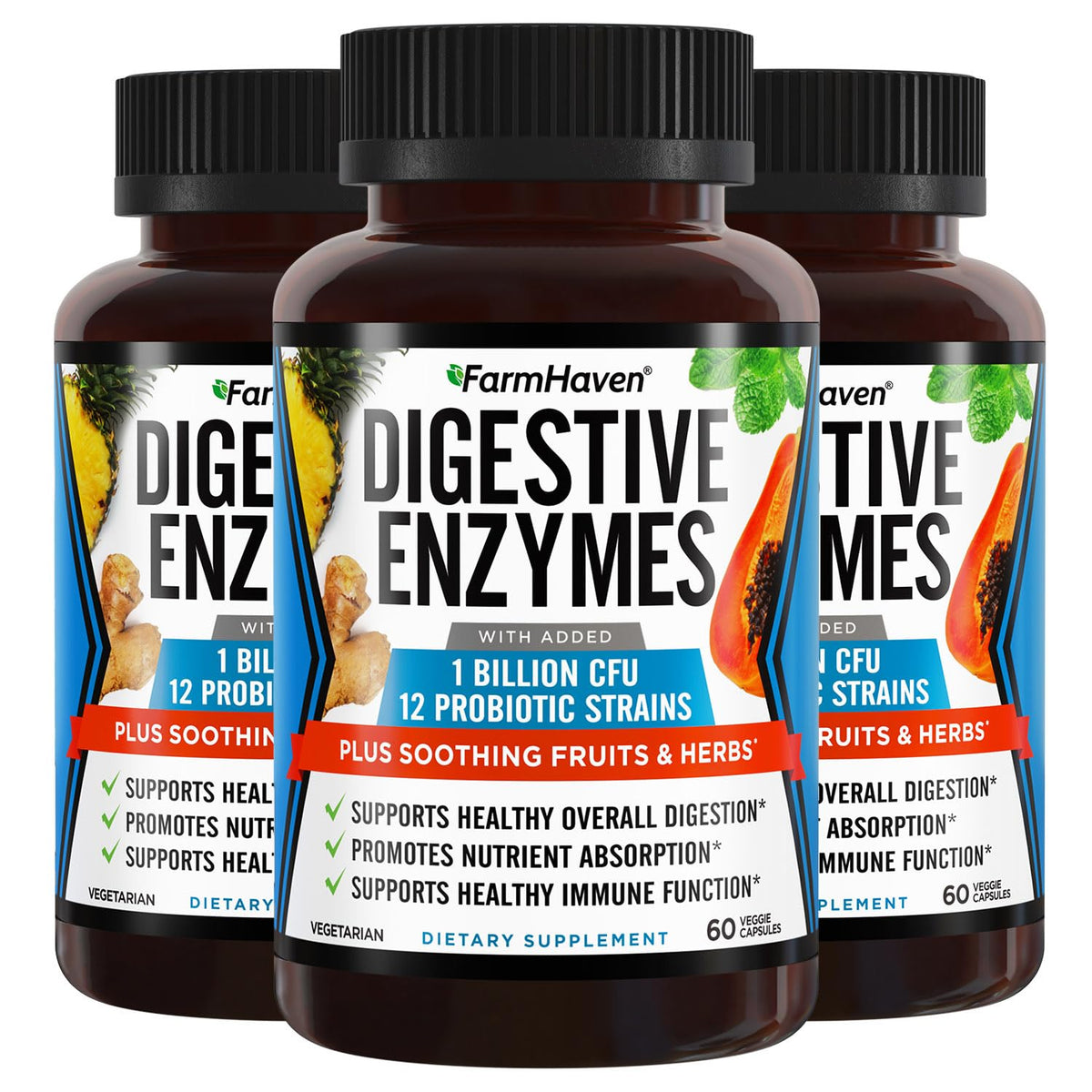 FarmHaven Digestive Enzymes with Probiotics & Herbs - 180 Capsules