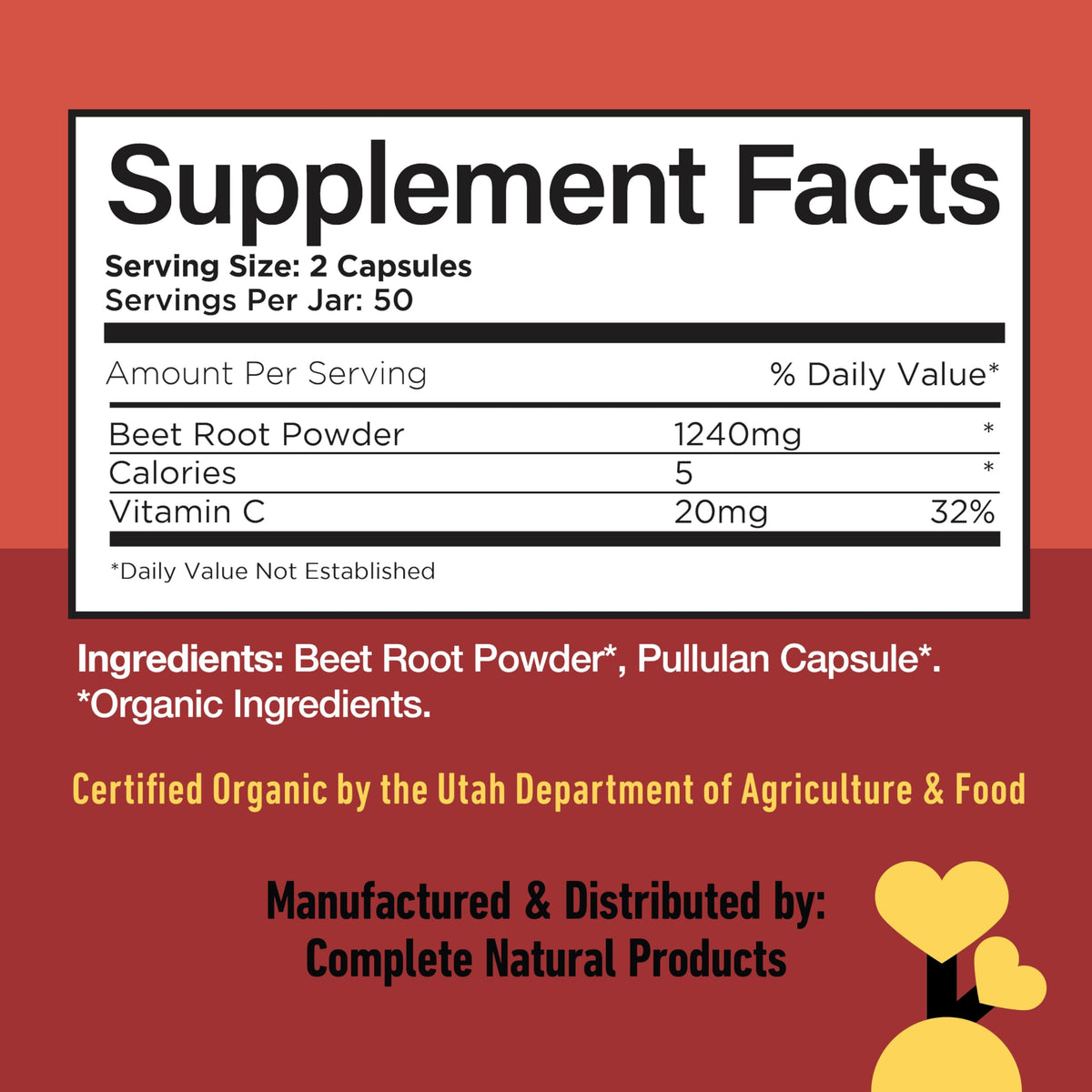 Complete Natural Products Organic Beet Root 620mg Capsules - 100 Count - image 6