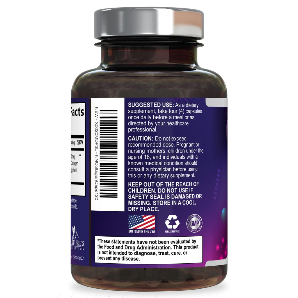 Nature's Nutrition Multi Collagen Complex Pills - Hydrolyzed Collagen