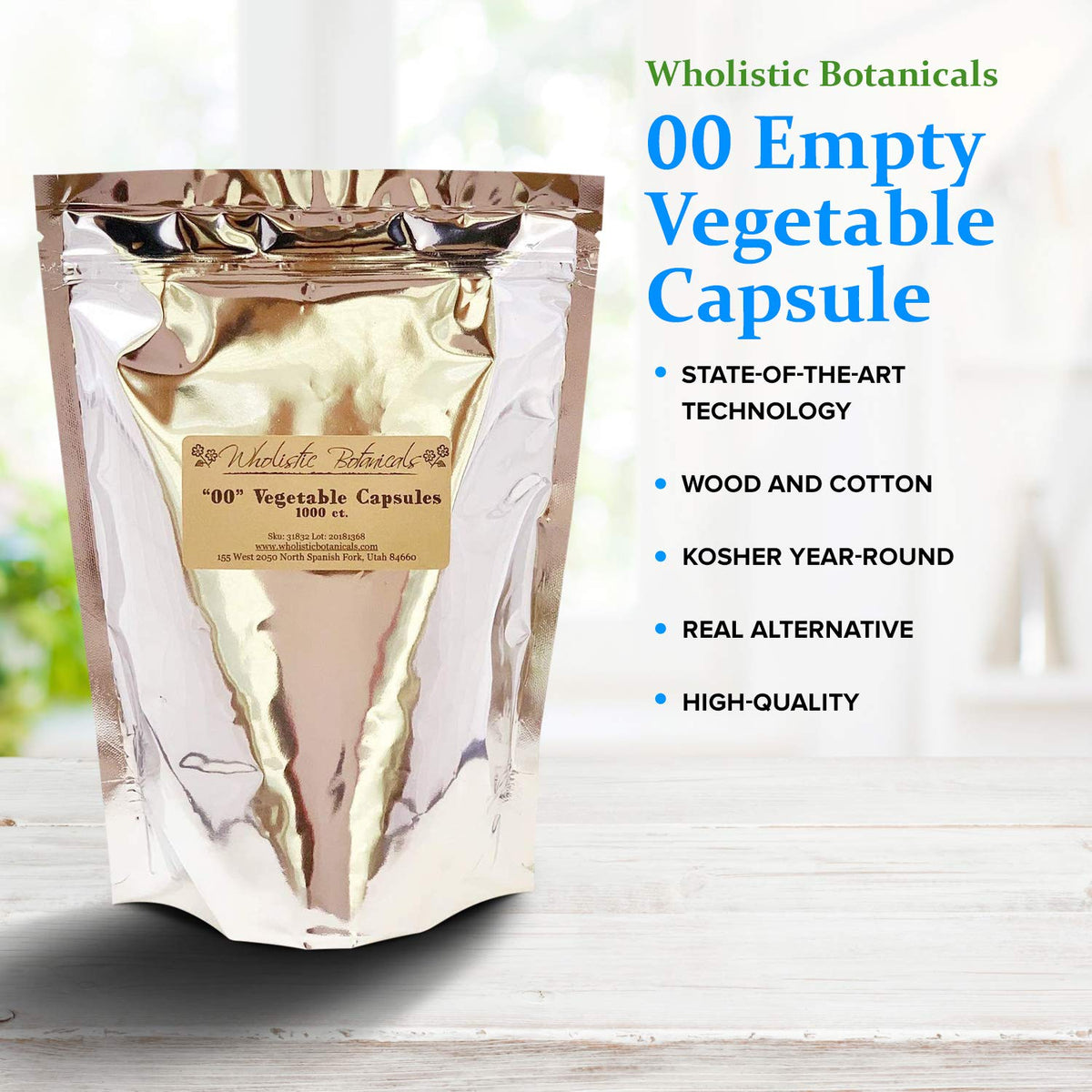 Wholistic Botanicals Size 00 Empty Vegetable Capsules - 1000 Count - image 2
