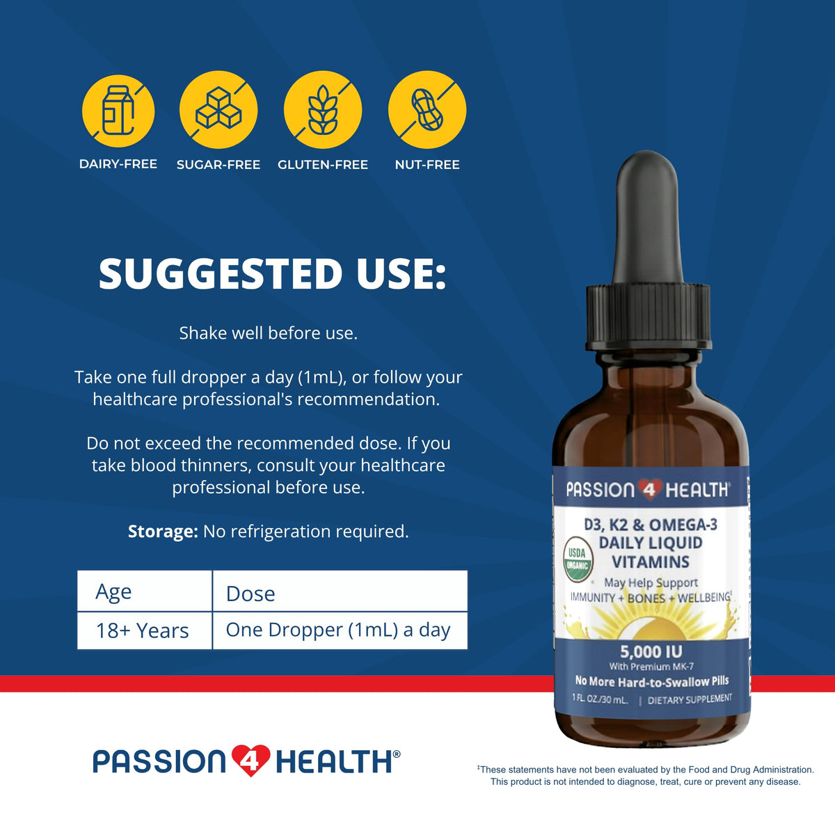 Passion 4 Life Organic Liquid Vitamin D3 K2 Omega-3 - 1 Fl Oz - image 4