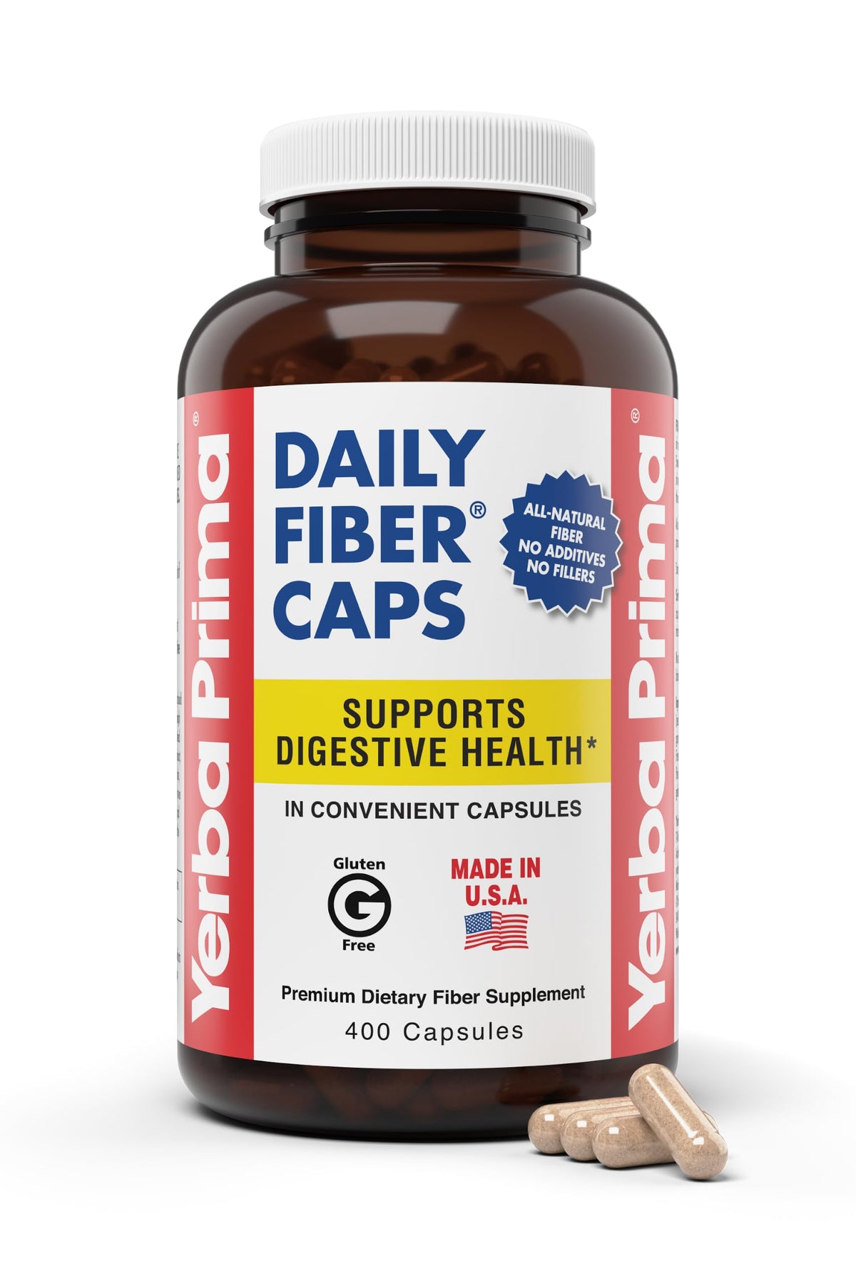 Yerba Prima Daily Fiber Caps Formula - 400 Capsules