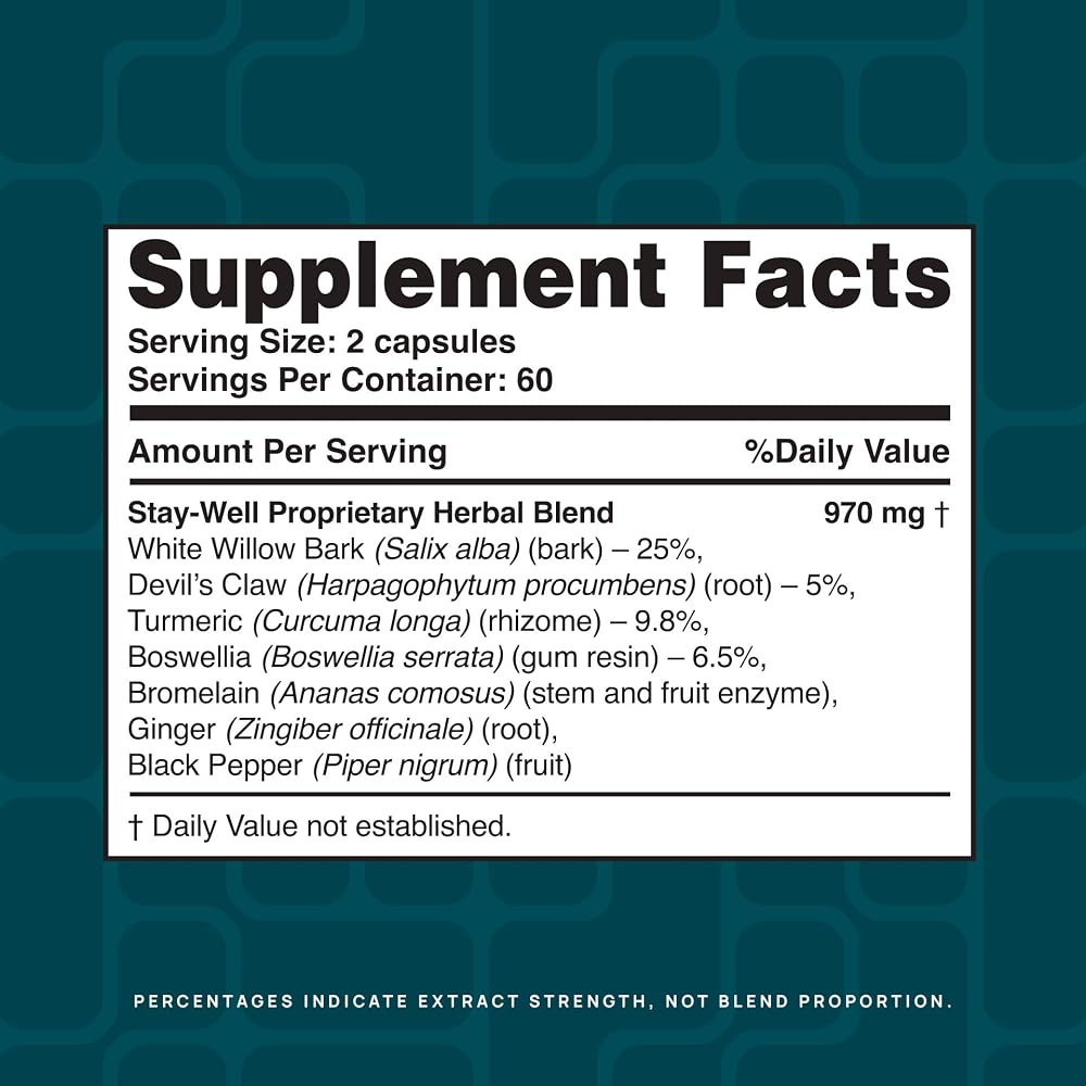Stay-Well Naturals Pain Relief Herbal Blend - 120 Capsules - image 4