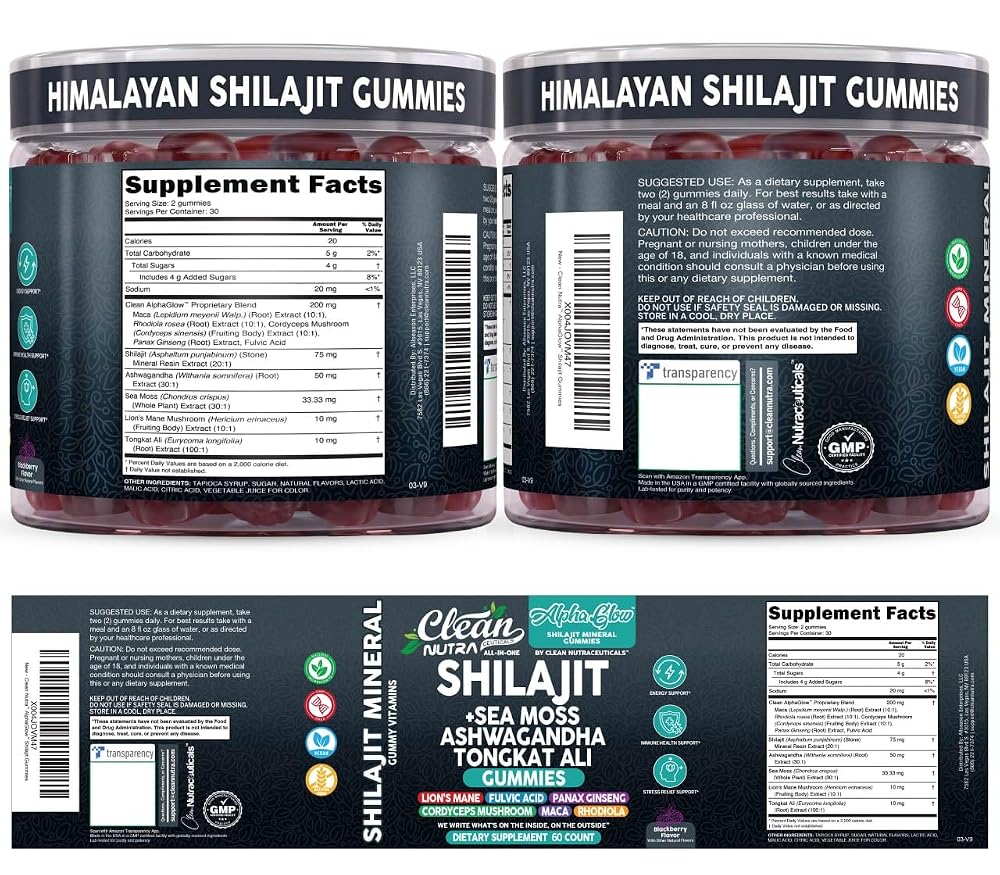 Clean Nutraceuticals Alpha Glow Shilajit Gummies - 60 Count - image 5