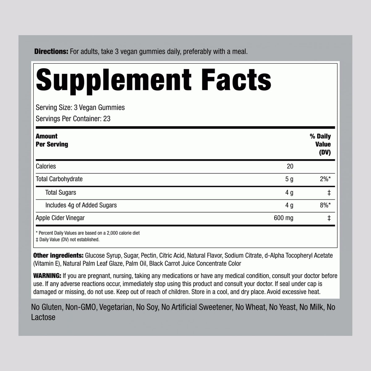 Piping Rock Apple Cider Vinegar Gummies - 70 Count - image 2