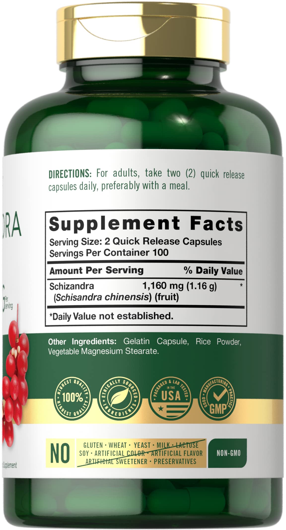 Carlyle Schisandra Supplement 1160 mg - 200 Capsules - image 2