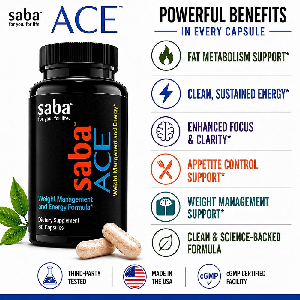 Saba ACE Appetite Control & Energy Support - 60 Vegetarian Capsules - image 4
