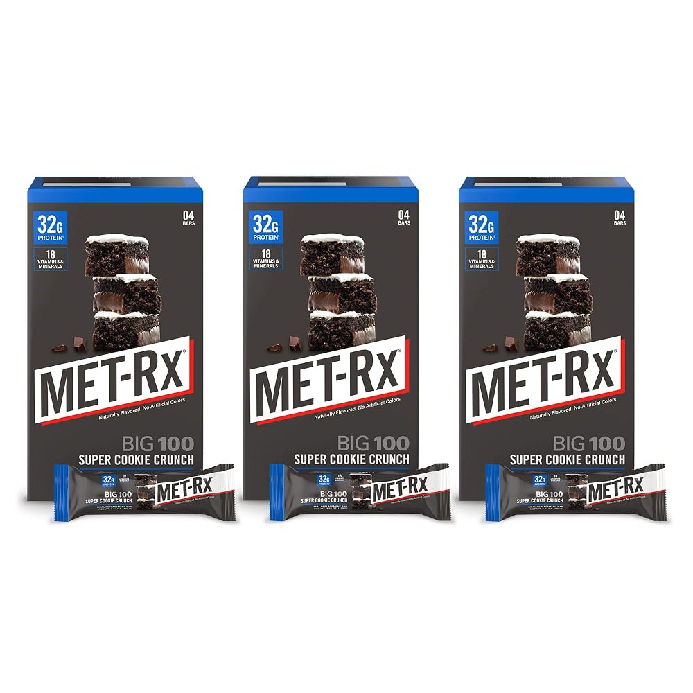 MET-Rx Big 100 Colossal Protein Bar Super Cookie Crunch - 4 Count (Pack of 3)