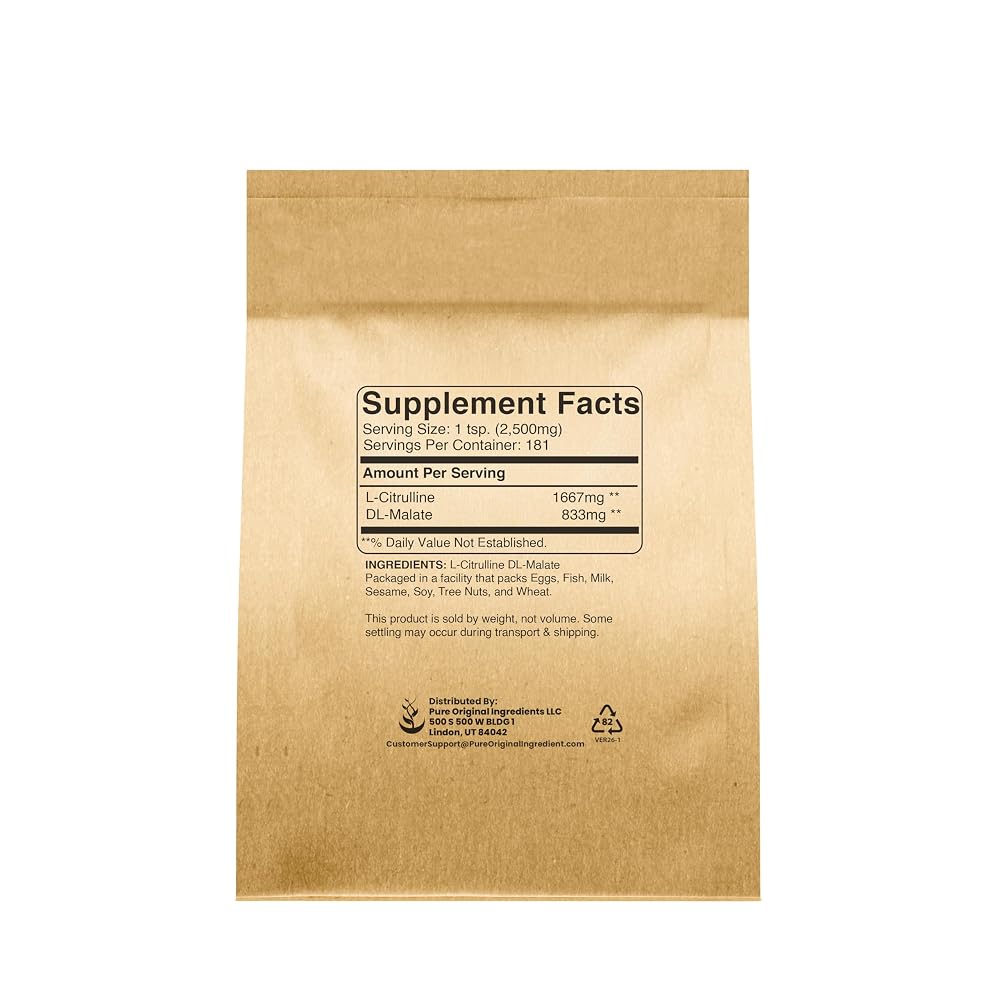 PURE ORIGINAL INGREDIENTS L-Citrulline DL-Malate Powder - 1 lb - image 2