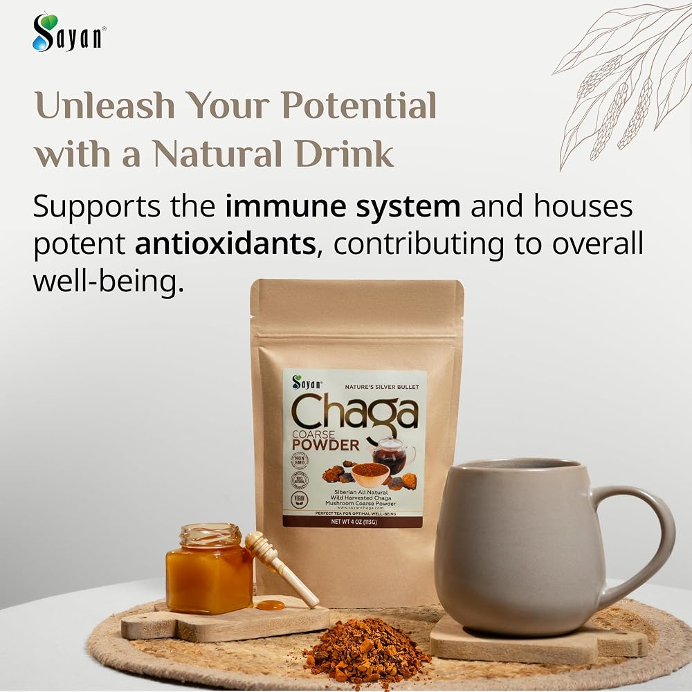 Sayan Siberian Raw Chaga Powder and Chunks - Super Antioxidant Tea